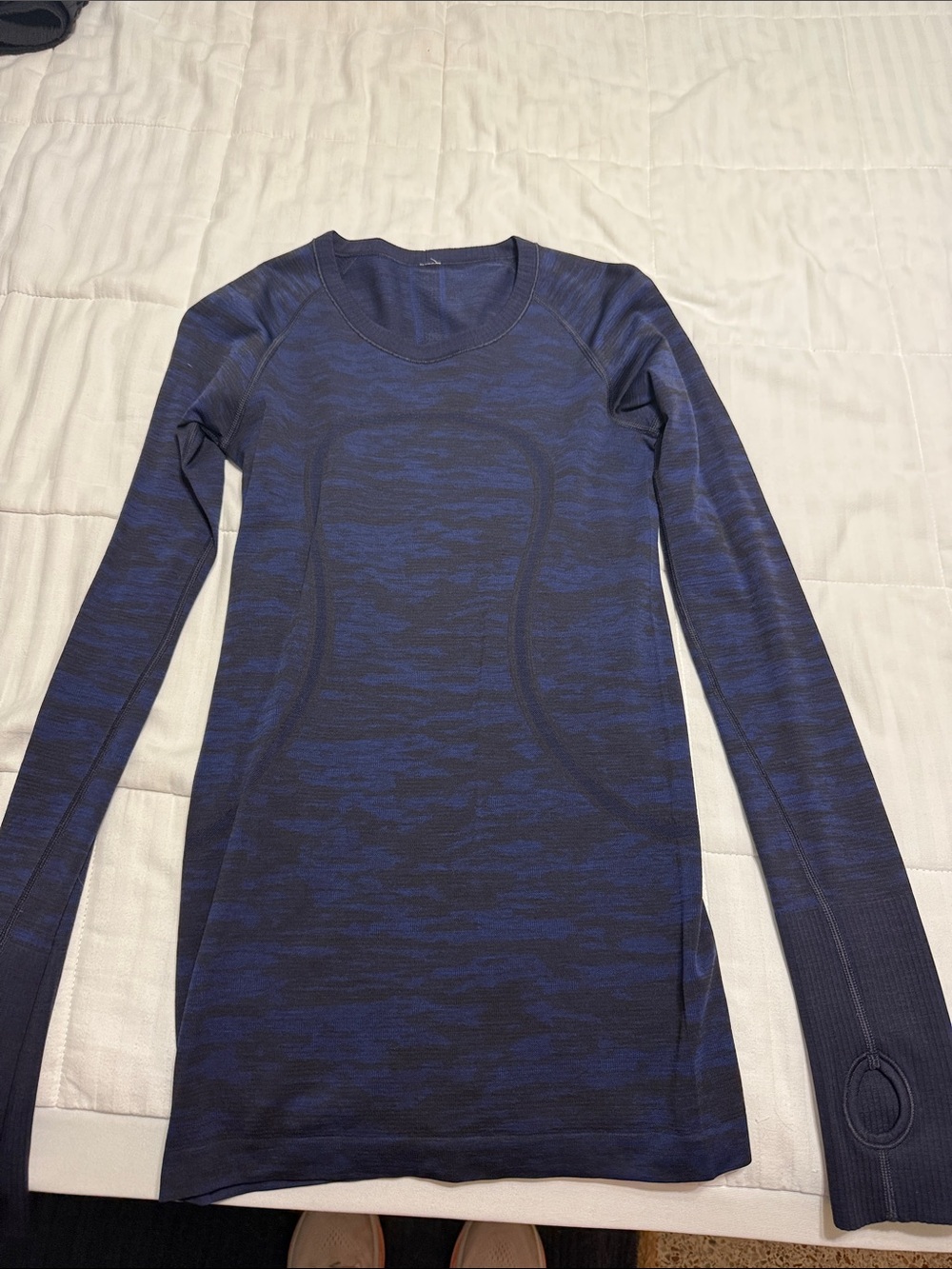 lululemon athletica Long Sleeve Performance Top in Dark Blue and Black